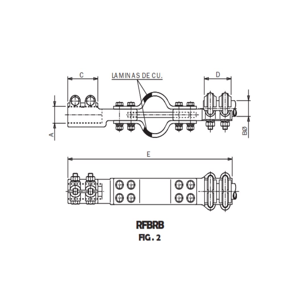 CONECTOR RECTO DE DITALACION CON GUIA PARA UNION BORNA CU ROSCADA A TUBO RFBRB-M3050 ARAGCU AS