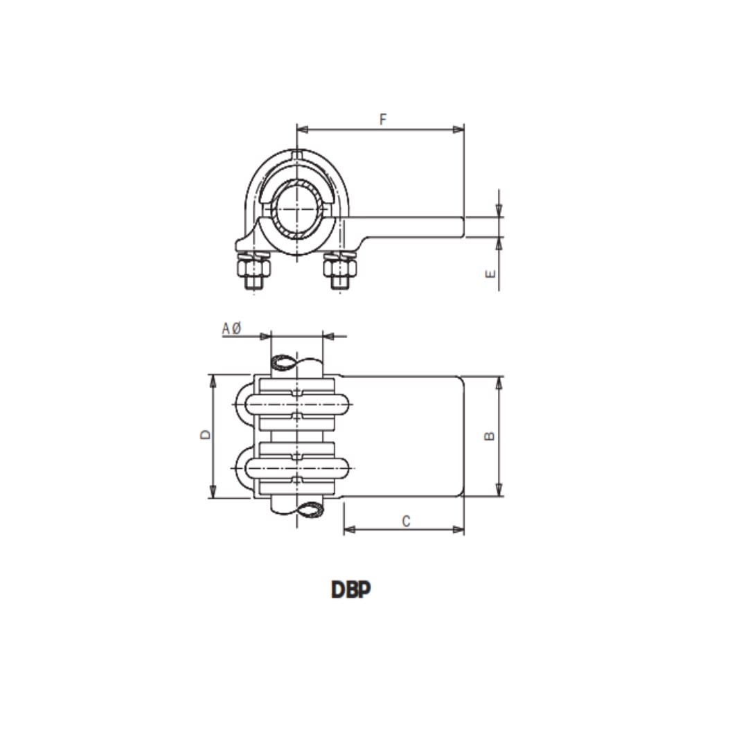 DERIVACION EN T TUBO/BORNA PASANTE CU PASANTE A PLETINA Ø:20/40MM DBP-2022 ARAGCU AS1