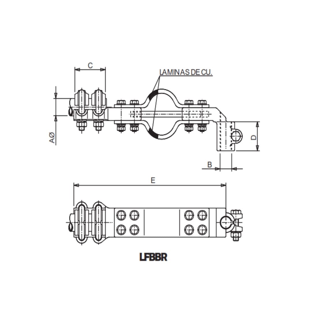 CONECTOR A 90°DE DITALACION CON GUIA PARA UNION DE BORNA ROSCADA A TUBO LFBBR-50M16 ARAGCU AS