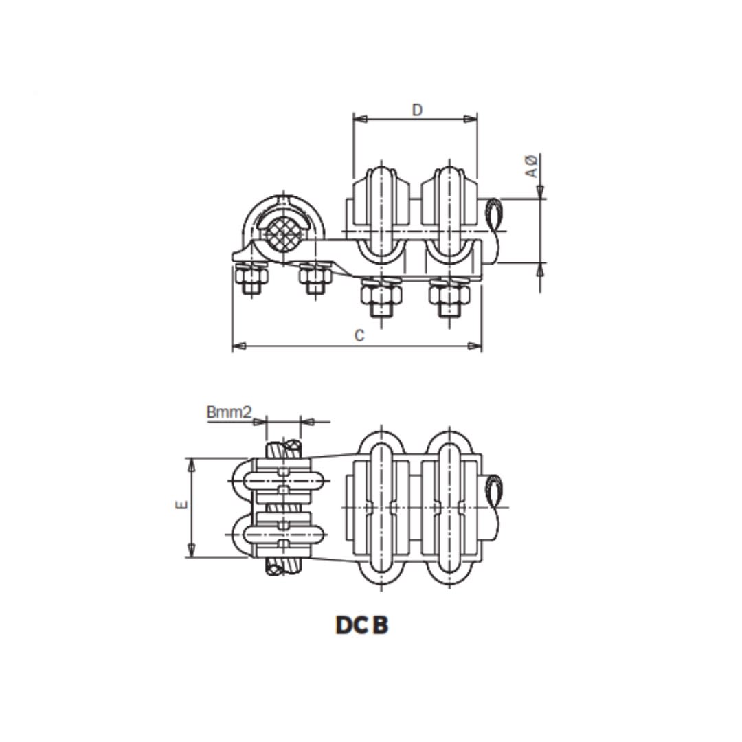 DERIVACION EN T PARA CABLE PASANTE CU Y DERIVADO TUBO/BORNA DE CU DCB-40050 ARAGCU AS