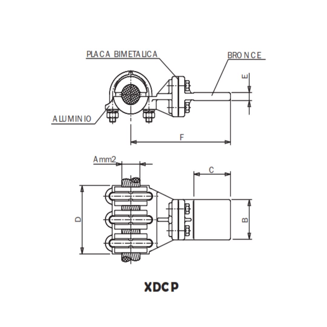 DERIVACION EN T BIMETALICA CABLE AL PASANTE A PLETINA CU XDCP-14533 ARAGCU AS
