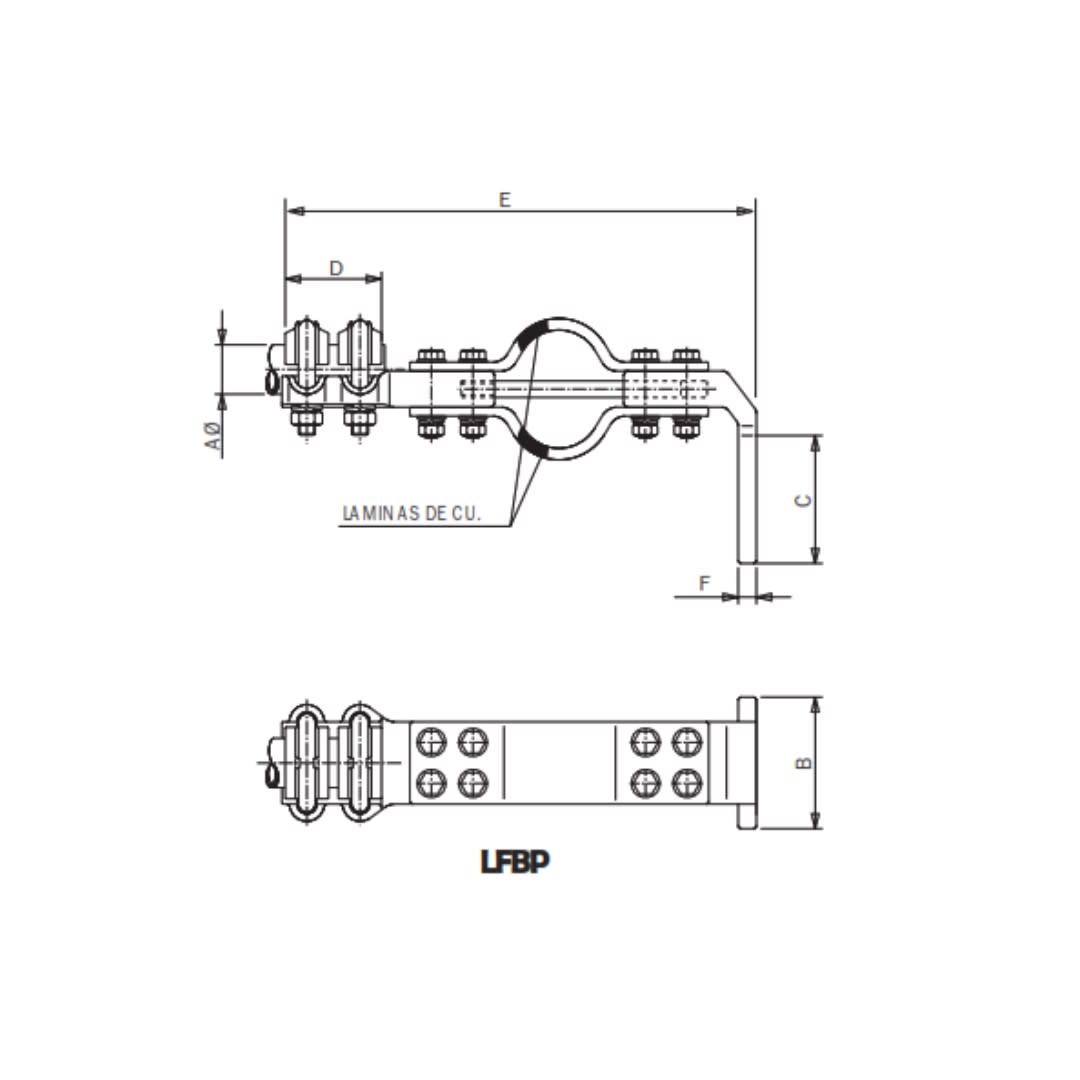 CONECTOR A 90°/45° DE DITALACION CON GUIA PARA UNION TUBO CU A PALA Ø:25/50MM LFBP-2535 ARAGCU AS