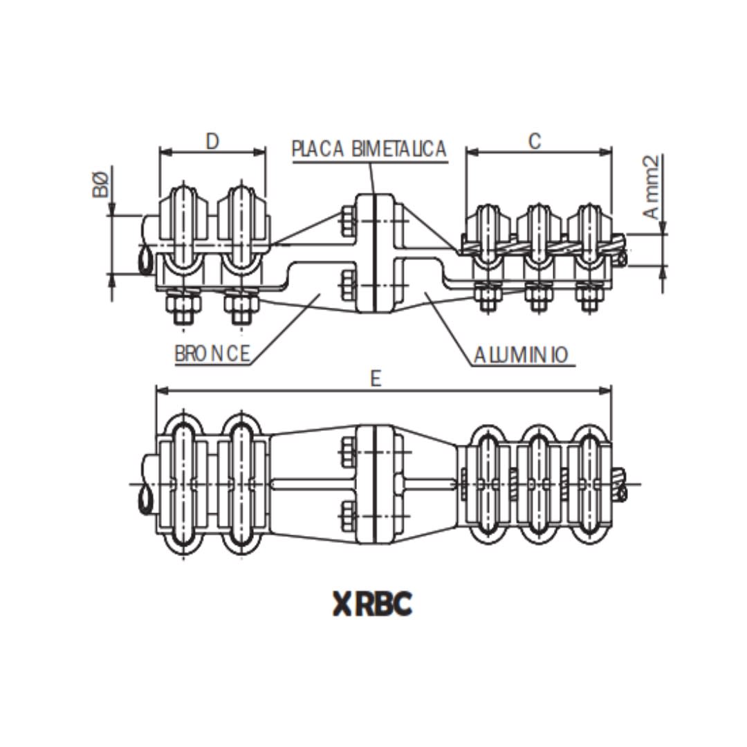 CONECTOR RECTO BIMETALICO UNION TUBO/BORNA CU A CABLE AL XRBC-50545 ARAGCU AS