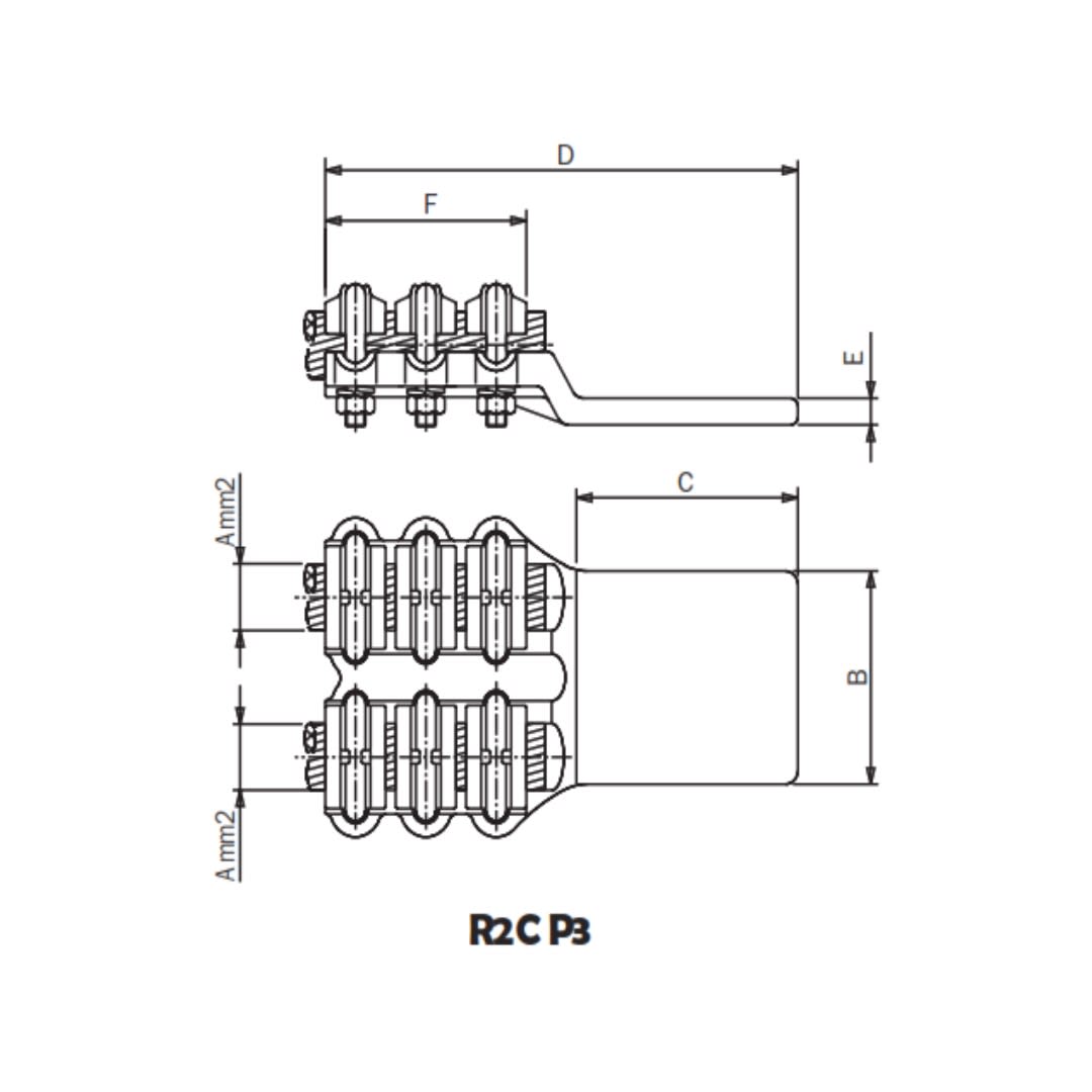 CONECTOR DUPLEX CABLES CU A PLETINA CU Ø:500/100MM R2CP3-50066 ARAGCU AS1