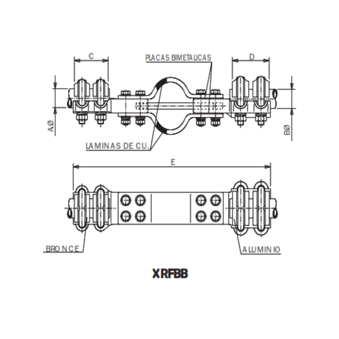 CONECTOR RECTO DITALACION BIMETALICO GUIADO UNION TUBO/BORNA CU A TUBO AL XRFBB-5030AL ARAGCU AS