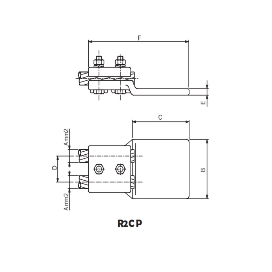 CONECTOR DUPLEX CABLES CU A PLETINA CU Ø:180-250/80MM R2CP-25055 ARAGCU AS1