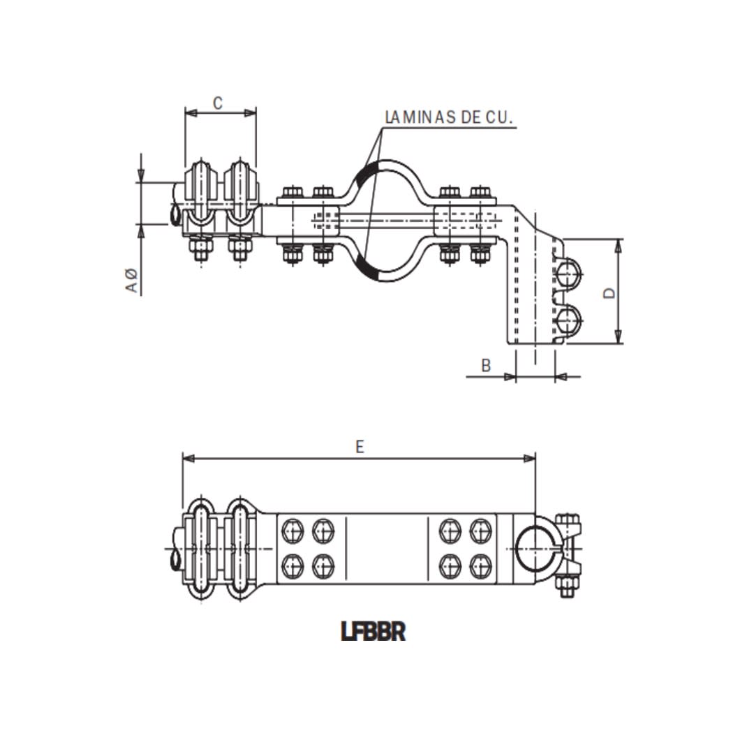 CONECTOR A 90°DE DITALACION CON GUIA PARA UNION DE BORNA ROSCADA A TUBO LFBBR-60M30 ARAGCU AS
