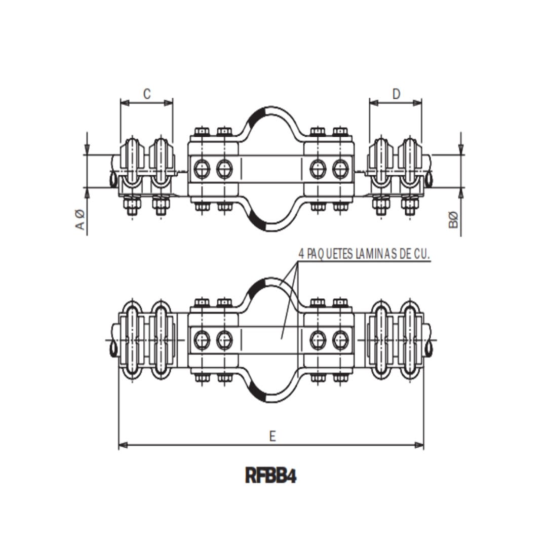 CONECTOR RECTO DE DITALACION PARA UNION TUBO/BORNA CU A TUBO Ø:30/30MM RFBB4-3030 ARAGCU AS