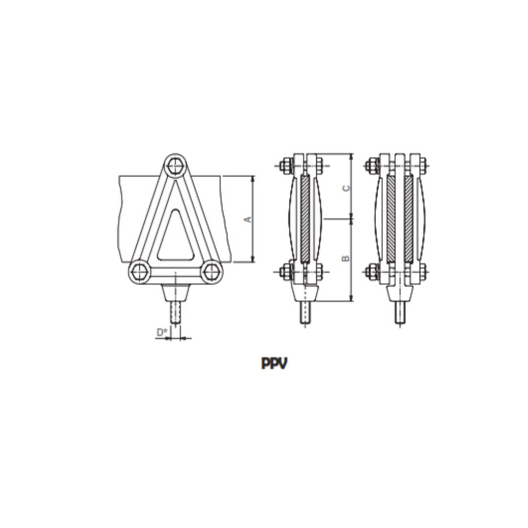 PORTAPLETINAS VERTICAL PLETINAS FIJAS CUFIJACION ESPAR MONTADO SOBRE AISLADOR PPV-120M12 ARAGCU AS1