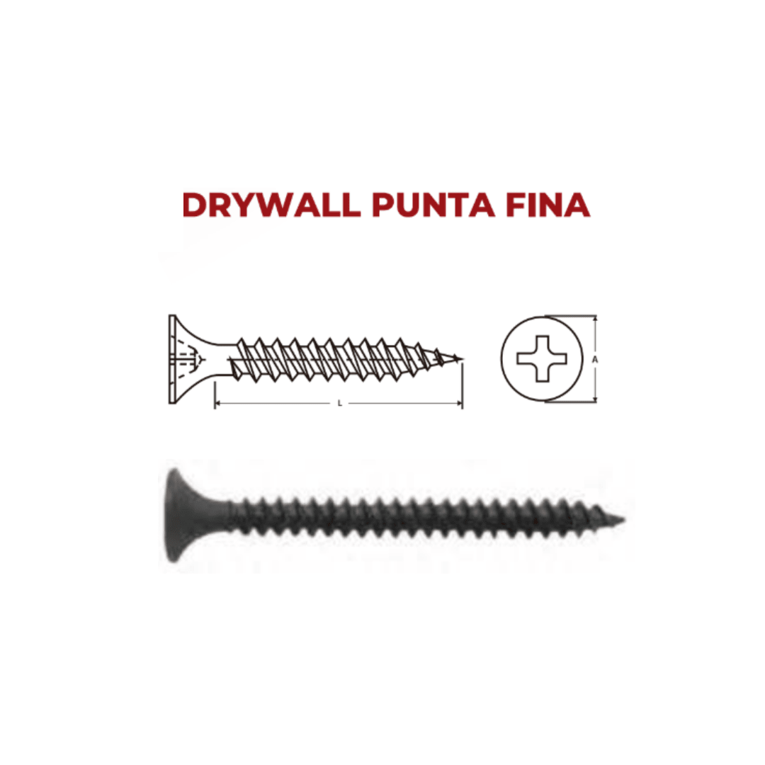 TORNILLO DRYWALL C/TROMP. PHILLPS P/FINA NEGRO 8X1'' ARAGCU OUTLET2