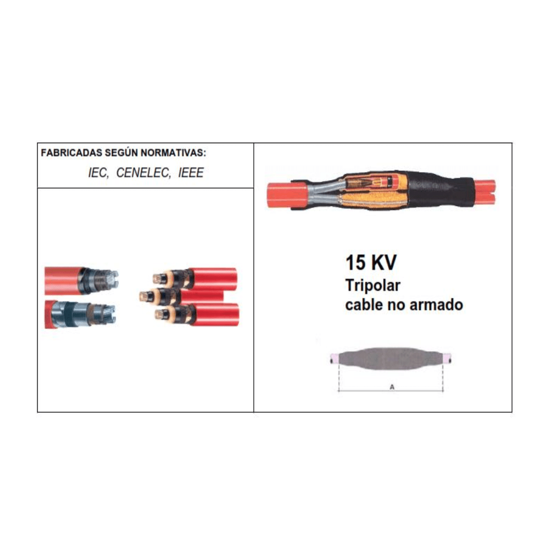 EMPALME ASIM. DER. P/CAB. NKY-N2XSY 15KV 3X120/240MM2 GLM-1566/PE ELCON MEGARAD