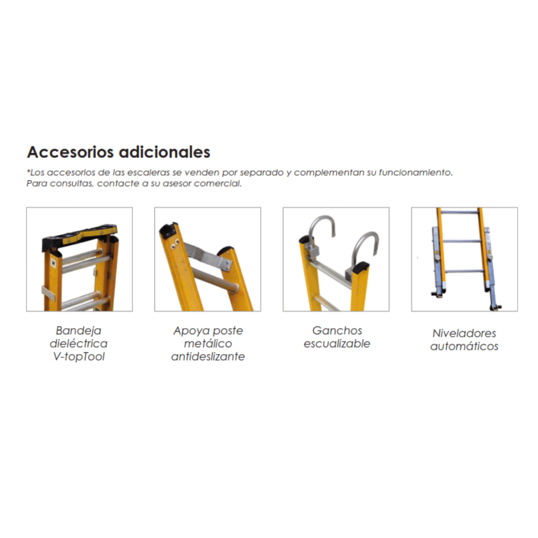 ESCALERA TIPO ARRIMO 16 PASOS EN FIBRA DE VIDRIO HESC FV 1E 16 HORN2