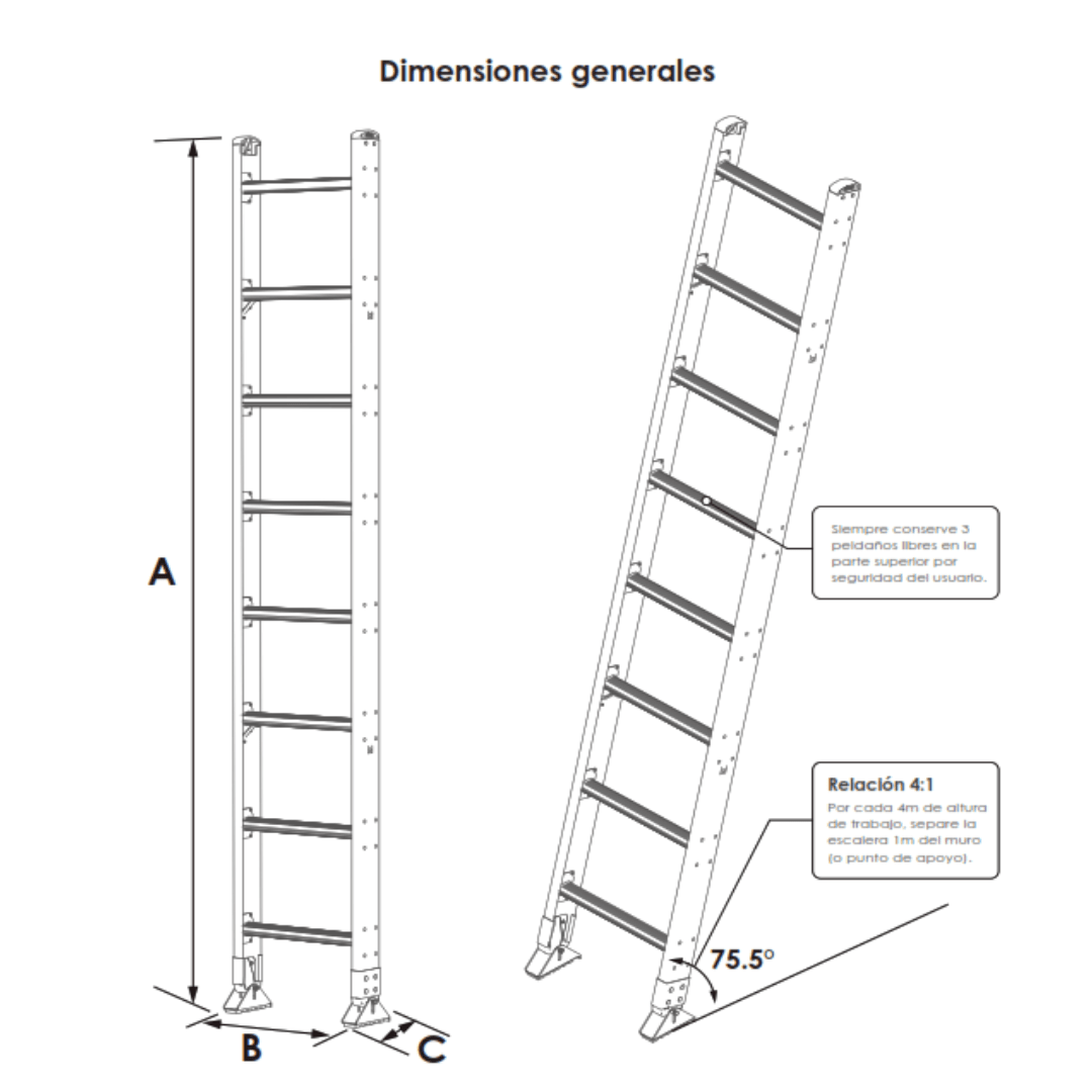 ESCALERA TIPO ARRIMO 20 PASOS EN FIBRA DE VIDRIO HESC FV 1E 20 HORN3