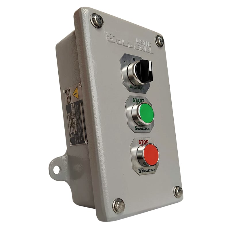 ESTACION DE MANDO DE UNA SALIDA STAR STOP Y SELECTOR NEMA 4 1 H de 1/2'' S4-1PA1PP1S3P1050 SOLDEXEL