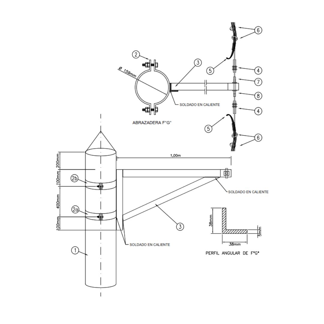 ARMADO TIPO FCE ESTRUCTURA DE FIN DE CIRCUITO CON EXTENSOR GALV CALIENTE ARAGCU AR1