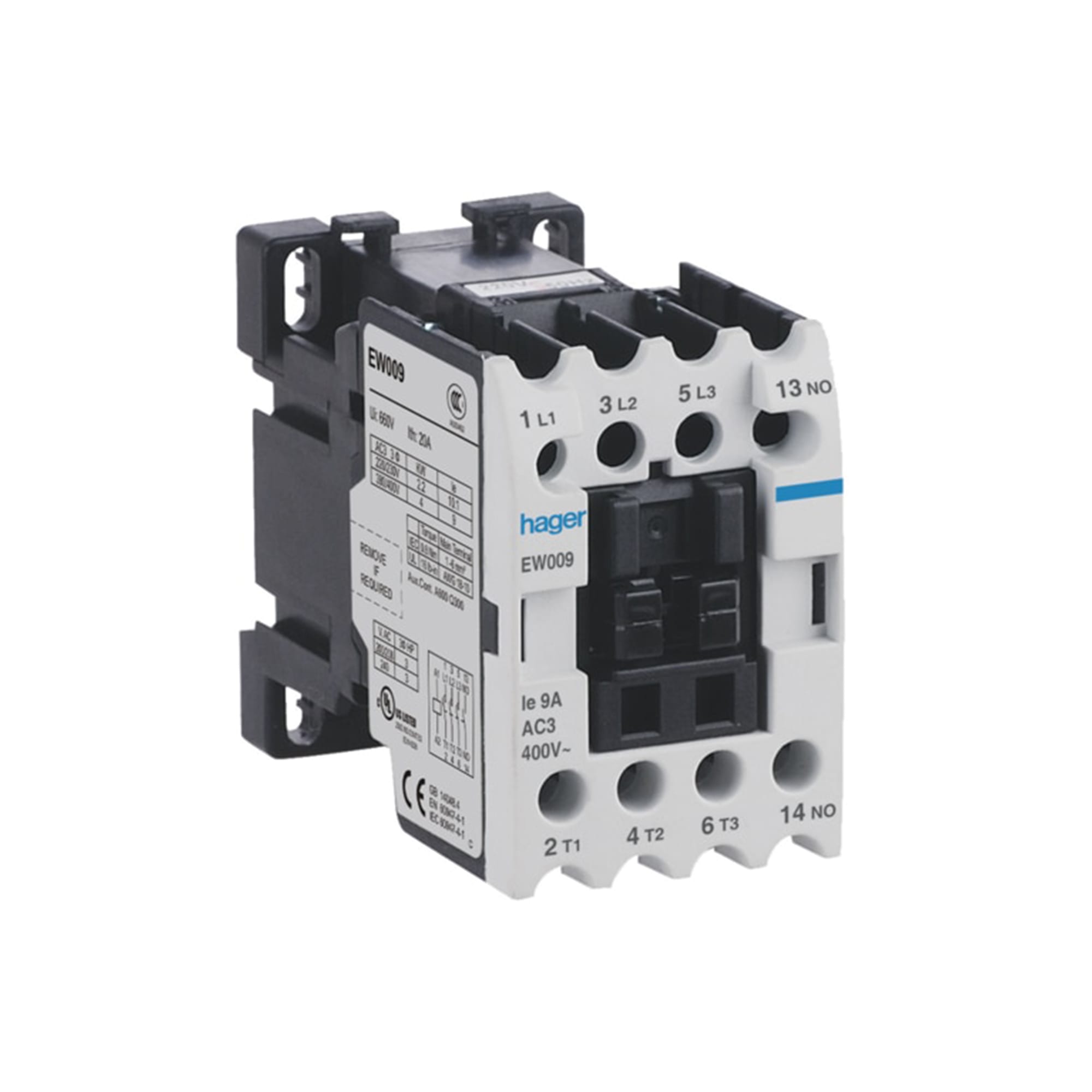 CONTACTOR EW 9A/AC3 1NA 380V 50/60HZ. HAGER