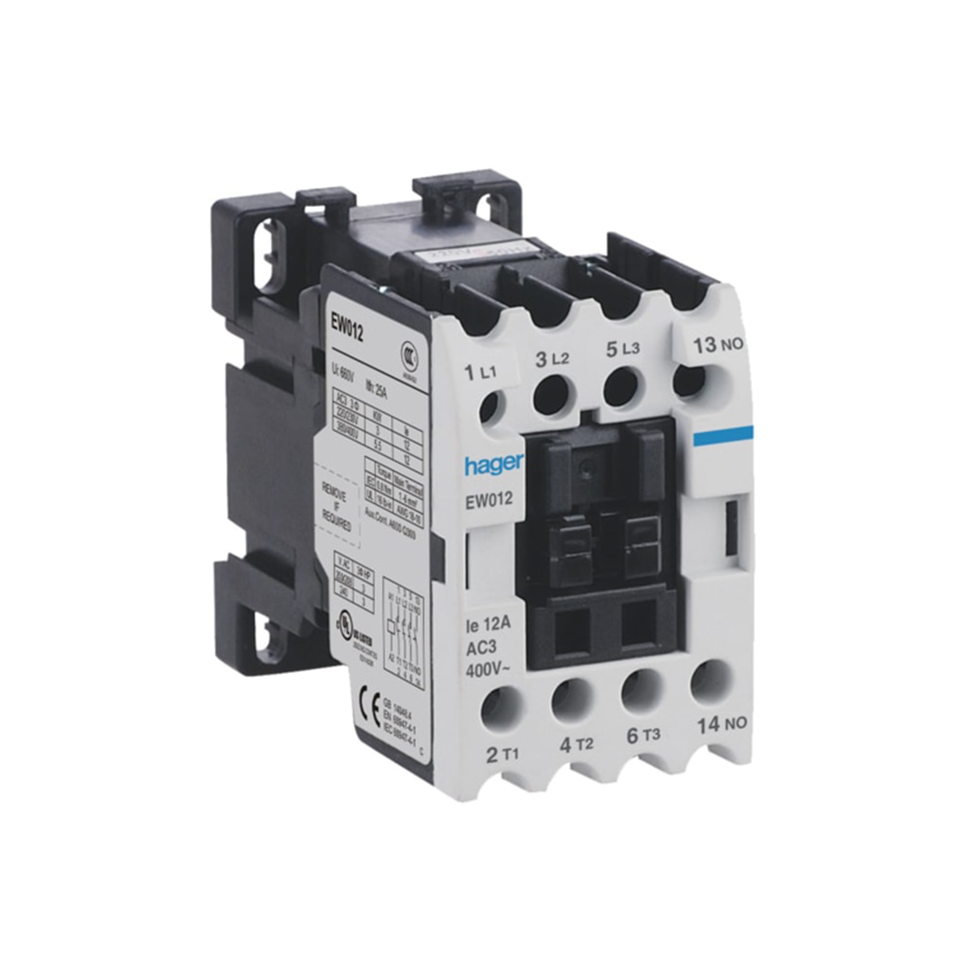 CONTACTOR EW 12A/AC3 1NA 380V 50/60HZ HAGER1