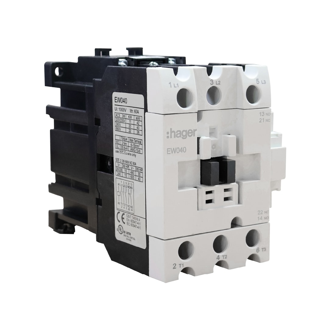 CONTACTOR EW 40A/AC3 1NA+1NC 380V 50/60HZ. HAGER1