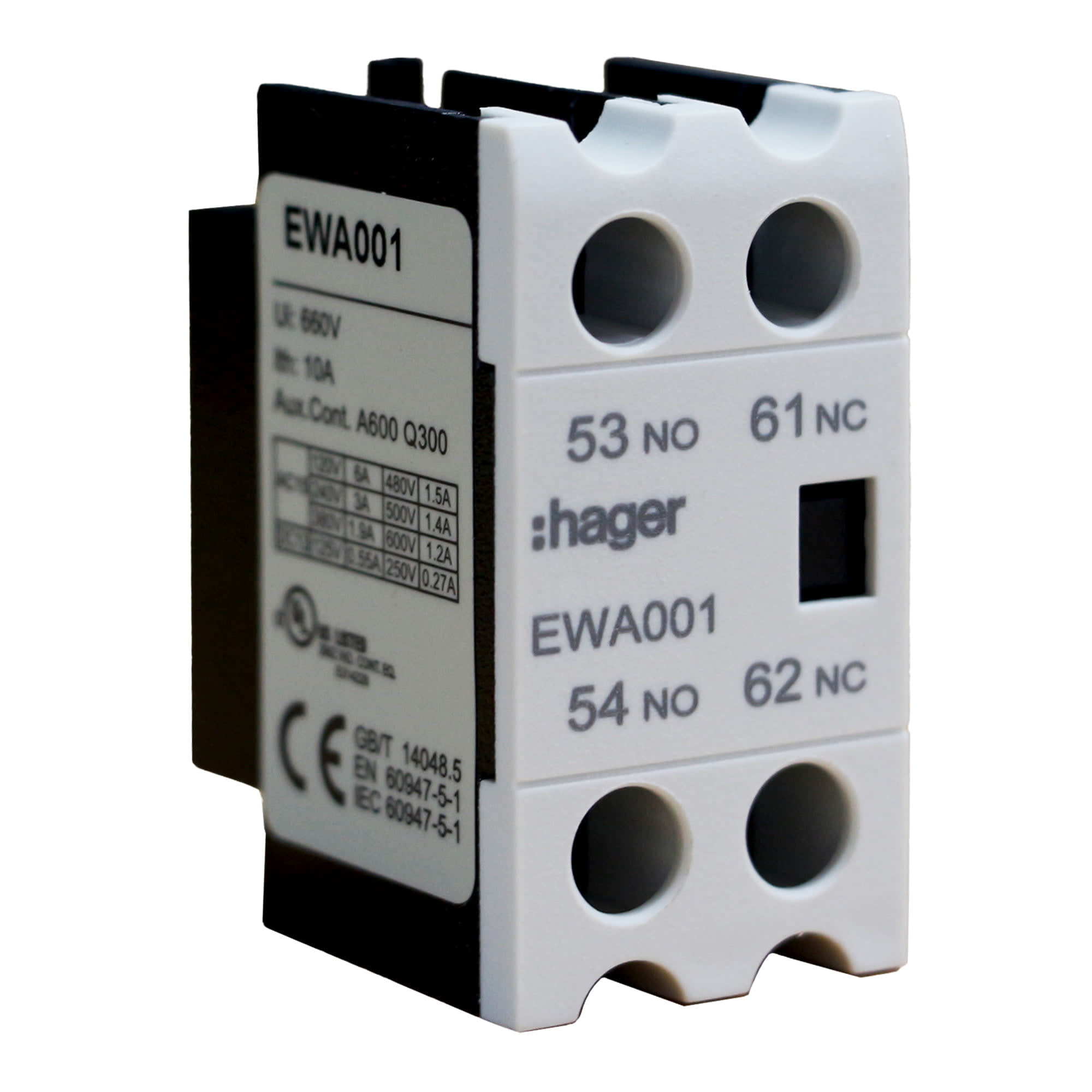 CONTACTO AUXILIAR FRONTAL 1NA+1NC PARA CONTACTOR 7A A 90A HAGER1