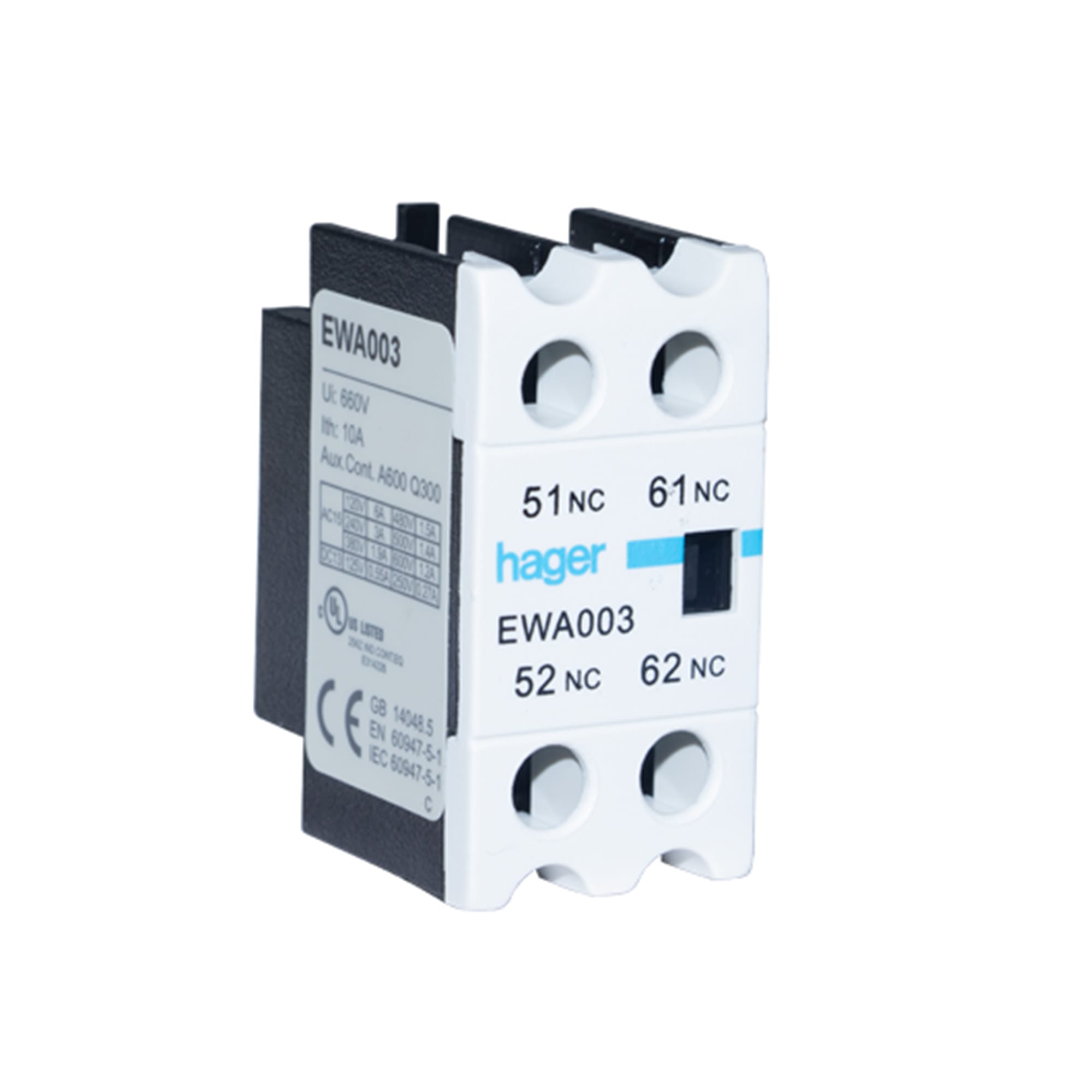 CONTACTO AUXILIAR FRONTAL 2NC PARA CONTACTOR 7A A 90A HAGER