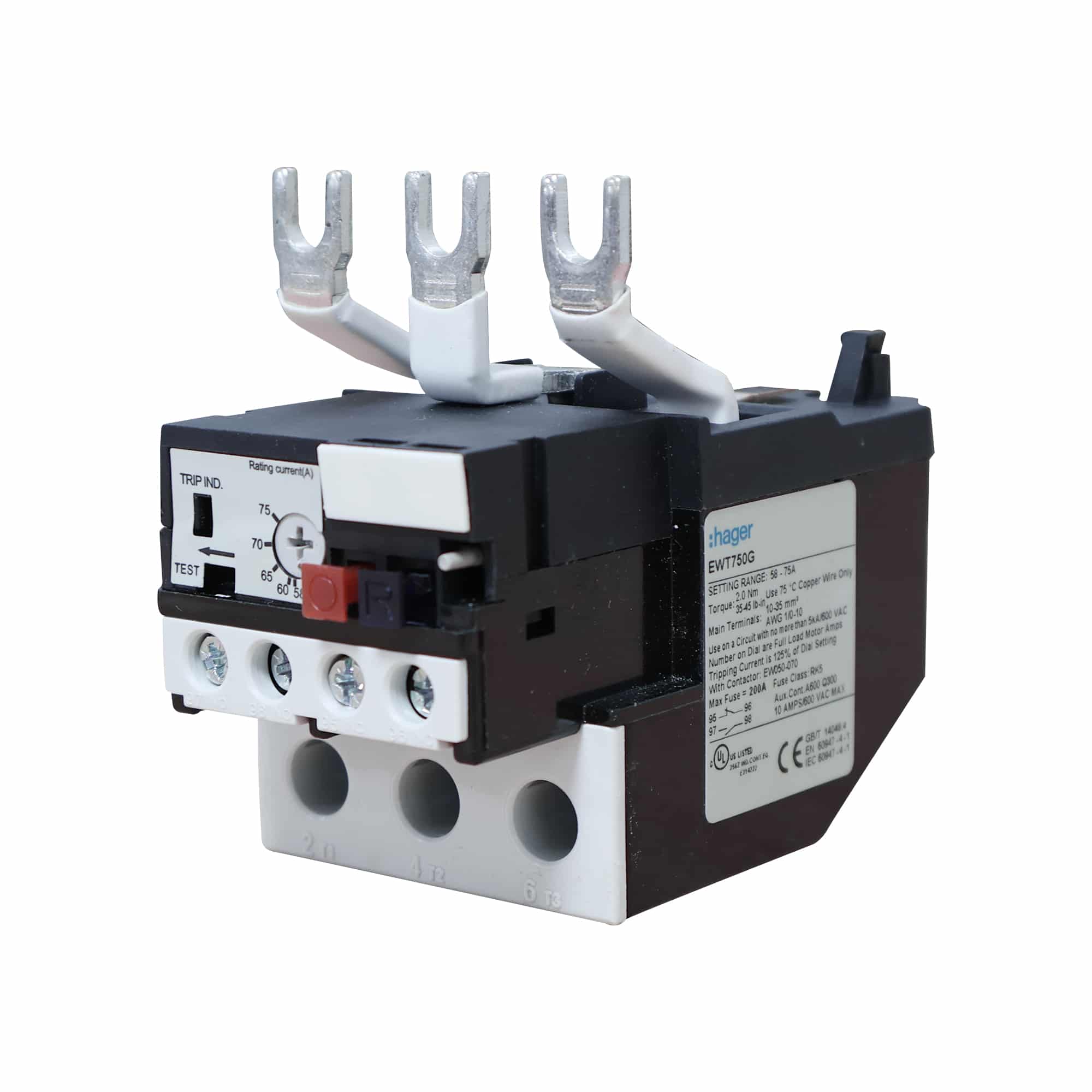 RELE PARA CONTACTOR EW50 A EW70 (REG. 58.0-75.0) HAGER