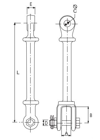 EXTENSION HORQUILLA OJO 3/4''-17.5X270MM 179KN GALV CALIENTE AP5461005 ARAGCU MT2