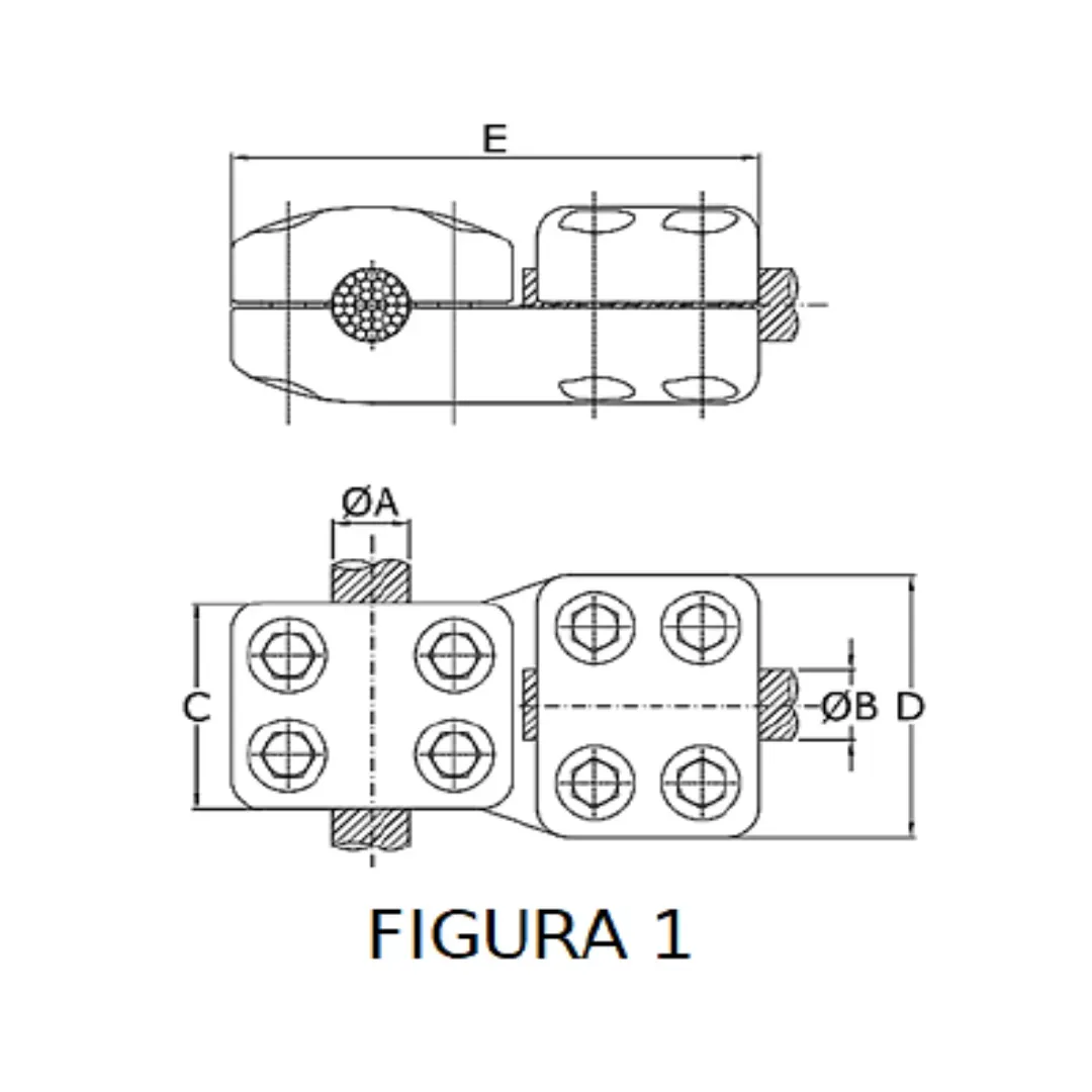 CONECTORES ANTICORONA CABLE-CABLE DERIVACION EN ''T'' F1 P:Ø12.5-14.6MM D:Ø12.5-14.6MM MODELO 350.151 ARAGCU EI