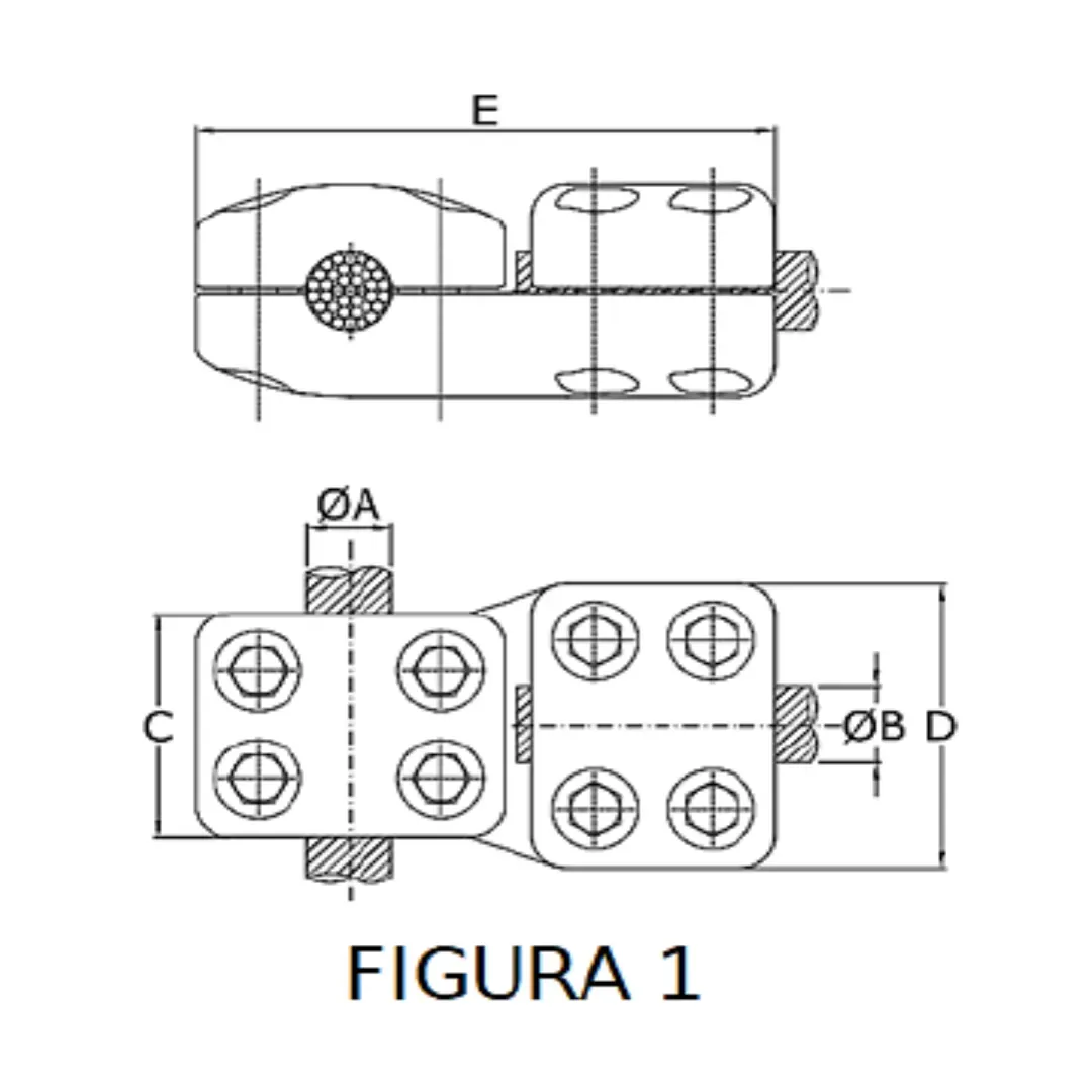 CONECTORES ANTICORONA CABLE-CABLE DERIVACION EN ''T'' F1 P:Ø12.5-14.6MM D:Ø15.8-17.5MM MODELO 350.152 ARAGCU EI