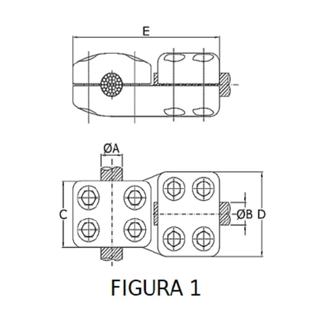 CONECTORES ANTICORONA CABLE-CABLE DERIVACION EN ''T'' F1 P:Ø12.5-14.6MM D:Ø20.3-22.7MM MODELO 350.153 ARAGCU EI2