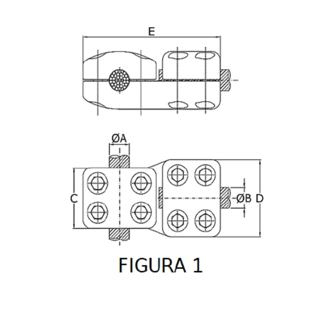 CONECTORES ANTICORONA CABLE-CABLE DERIVACION EN ''T'' F1 P:Ø12.5-14.6MM D:Ø27.1-29.3MM MODELO 350.155 ARAGCU EI