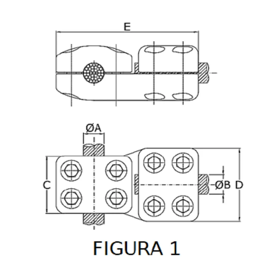CONECTORES ANTICORONA CABLE-CABLE DERIVACION EN ''T'' F1 P:Ø15.8-17.5MM D:Ø12.5-14.6MM MODELO 350.159 ARAGCU EI1