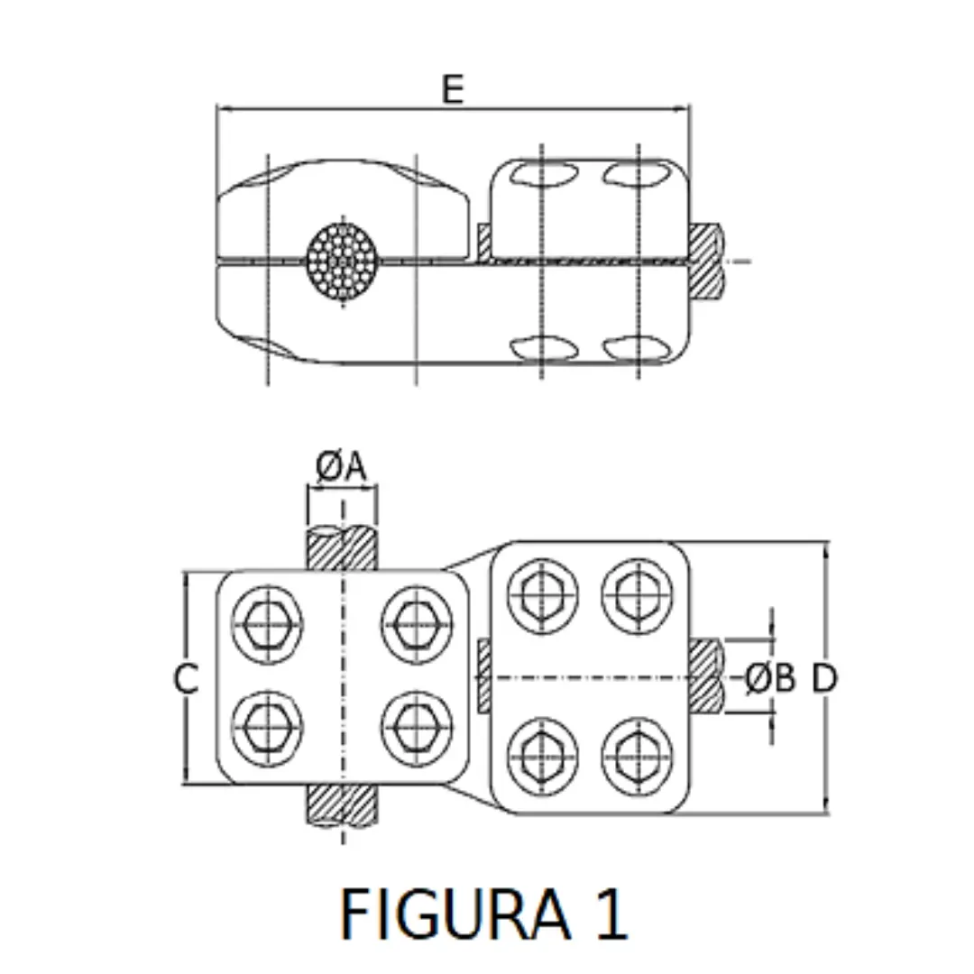 CONECTORES ANTICORONA CABLE-CABLE DERIVACION EN ''T'' F1 P:Ø15.8-17.5MM D:Ø27.1-29.3MM MODELO 350.163 ARAGCU EI