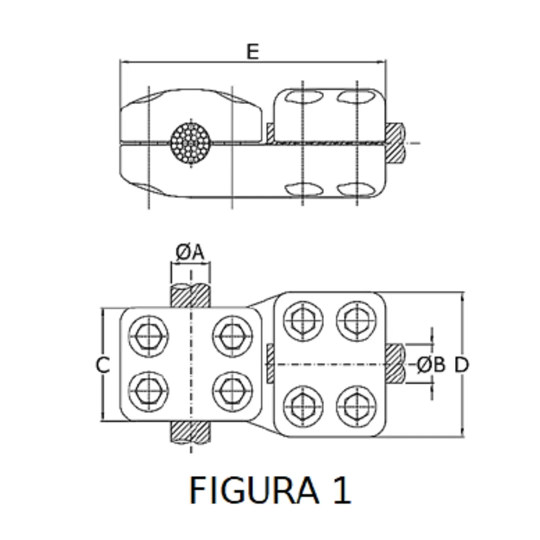 CONECTORES ANTICORONA CABLE-CABLE DERIVACION EN ''T'' F1 P:Ø.15.8-17.5MM D:Ø12.5-14.6MM MODELO 350.164 ARAGCU EI