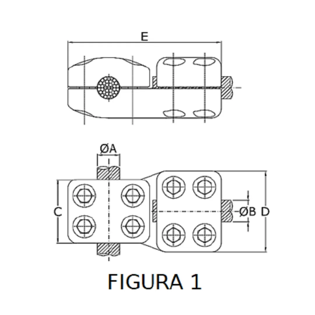 CONECTORES ANTICORONA CABLE-CABLE DERIVACION EN ''T'' F1 P:Ø20.3-22.7MM D:Ø12.5-14.6MM MODELO 350.167 ARAGCU EI1