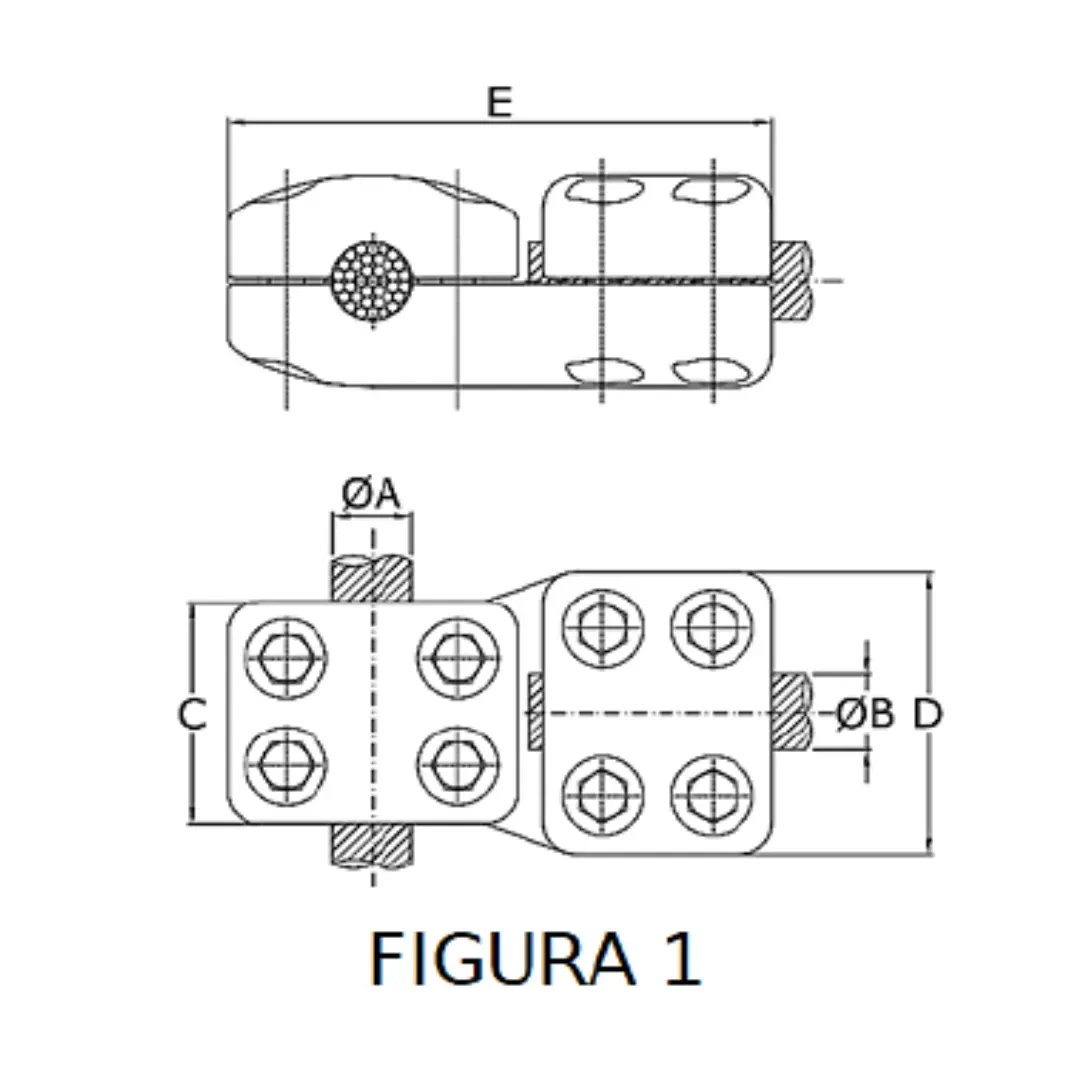 CONECTORES ANTICORONA CABLE-CABLE DERIVACION EN ''T'' F1 P:Ø20.3-22.7MM D:Ø15.8-17.5MM MODELO 350.168 ARAGCU EI1