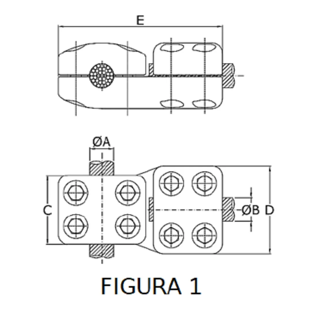 CONECTORES ANTICORONA CABLE-CABLE DERIVACION EN ''T'' F1 P:Ø20.3-22.7MM D:Ø20.3-22.7MM MODELO 350.169 ARAGCU EI1