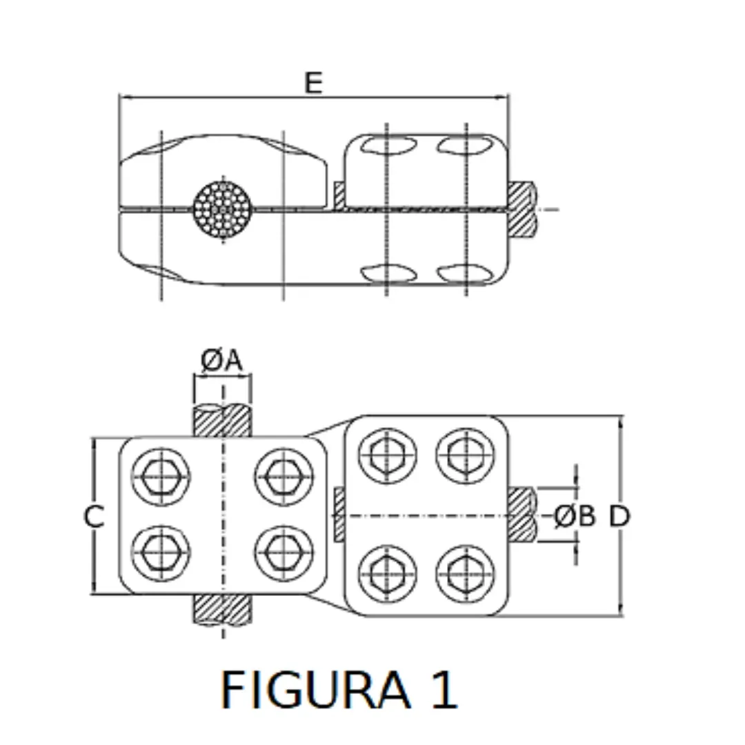 CONECTORES ANTICORONA CABLE-CABLE DERIVACION EN ''T'' F1 P:Ø20.3-22.7MM D:Ø27.1-29.3MM MODELO 350.171 ARAGCU EI