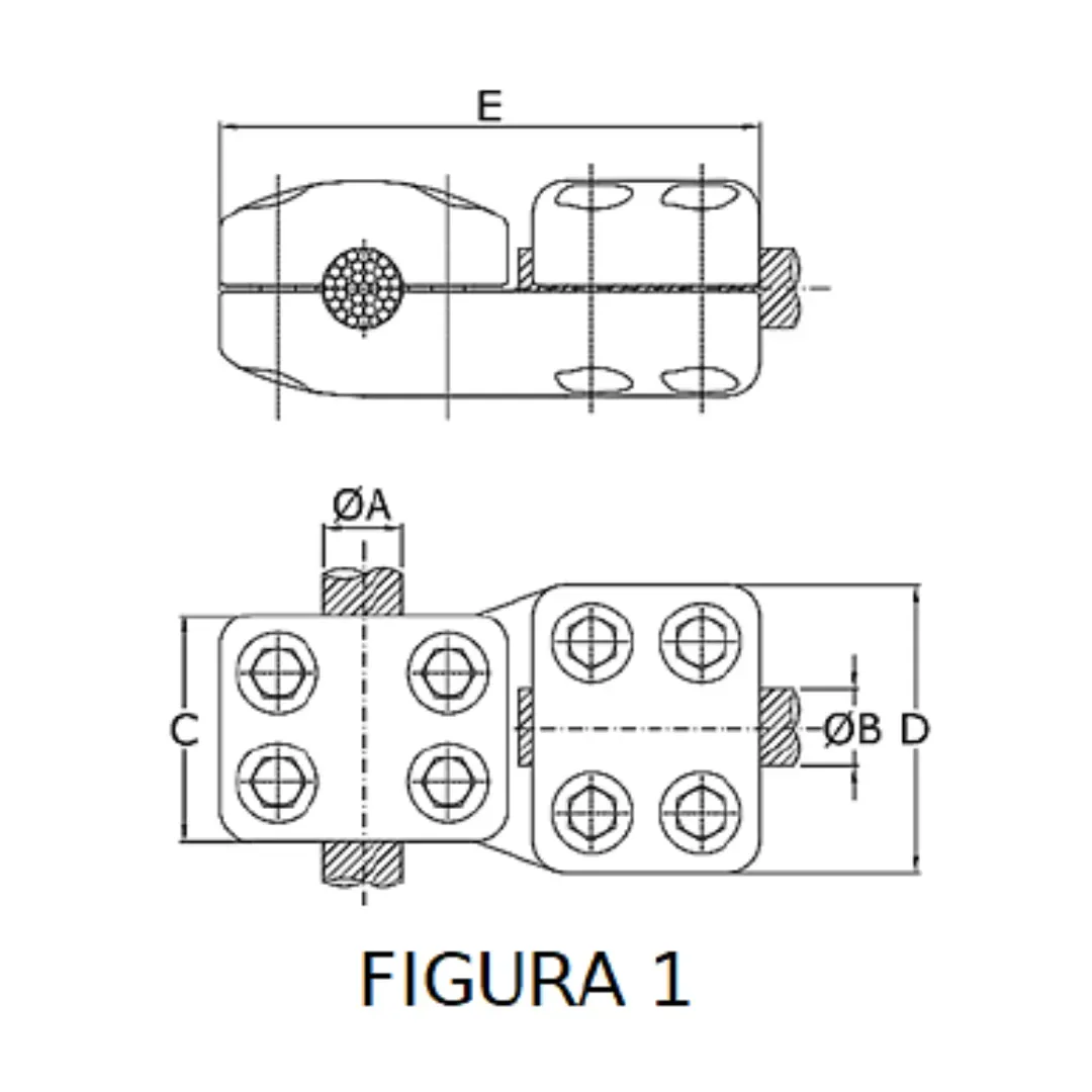 CONECTORES ANTICORONA CABLE-CABLE DERIVACION EN ''T'' F1 P:Ø24.4-26.2MM D:Ø32.6-36MM MODELO 350.181 ARAGCU EI1