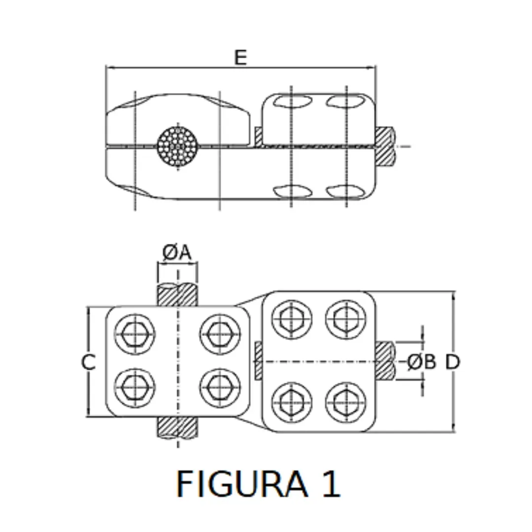 CONECTORES ANTICORONA CABLE-CABLE DERIVACION EN ''T'' F1 P:Ø27.1-29.3MM D:Ø12.5-14.6MM MODELO 350.183 ARAGCU EI