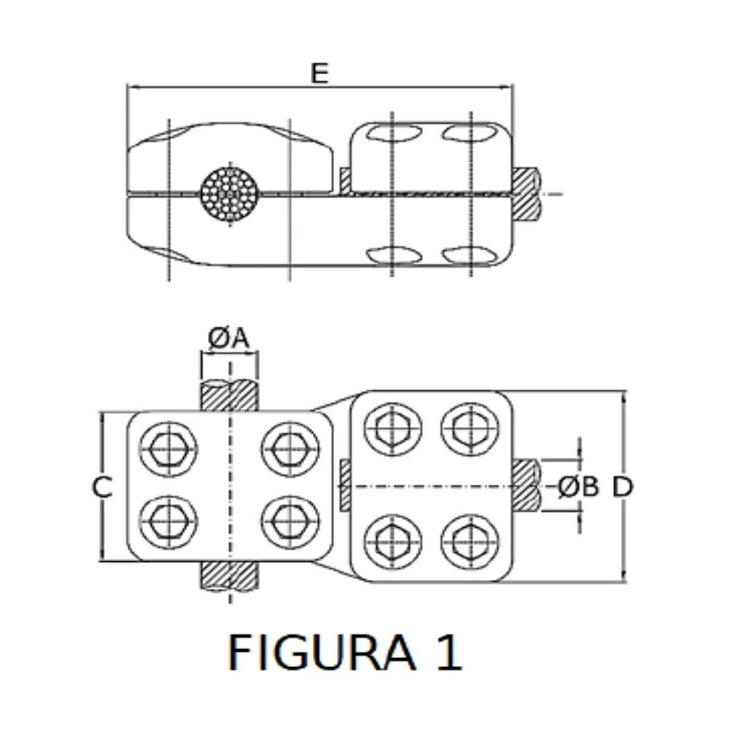 CONECTORES ANTICORONA CABLE-CABLE DERIVACION EN ''T'' F1 P:Ø27.1-29.3MM D:Ø20.3-22.7MM MODELO 350.185 ARAGCU EI1
