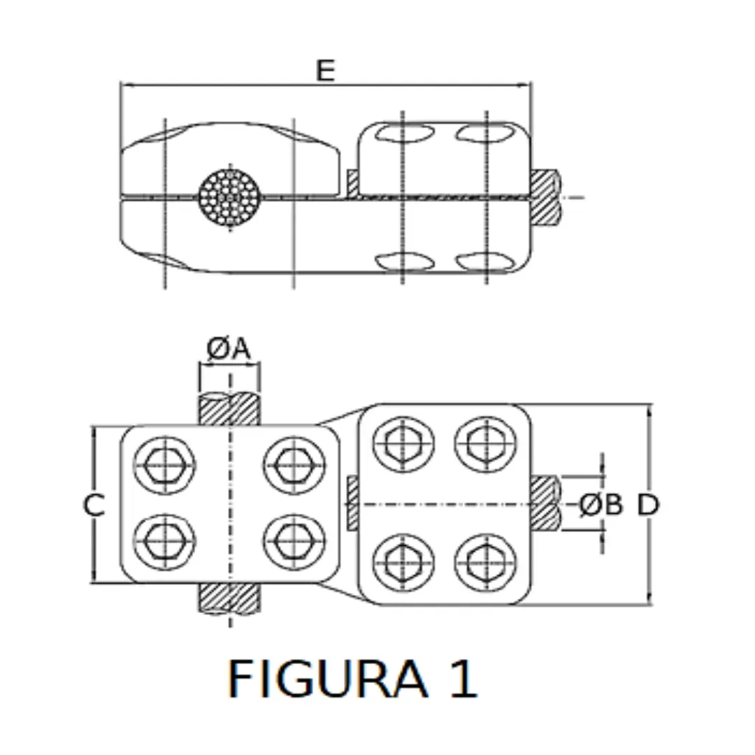 CONECTORES ANTICORONA CABLE-CABLE DERIVACION EN ''T'' F1 P:Ø27.1-29.3MM D:Ø27.1-29.3MM MODELO 350.187 ARAGCU EI