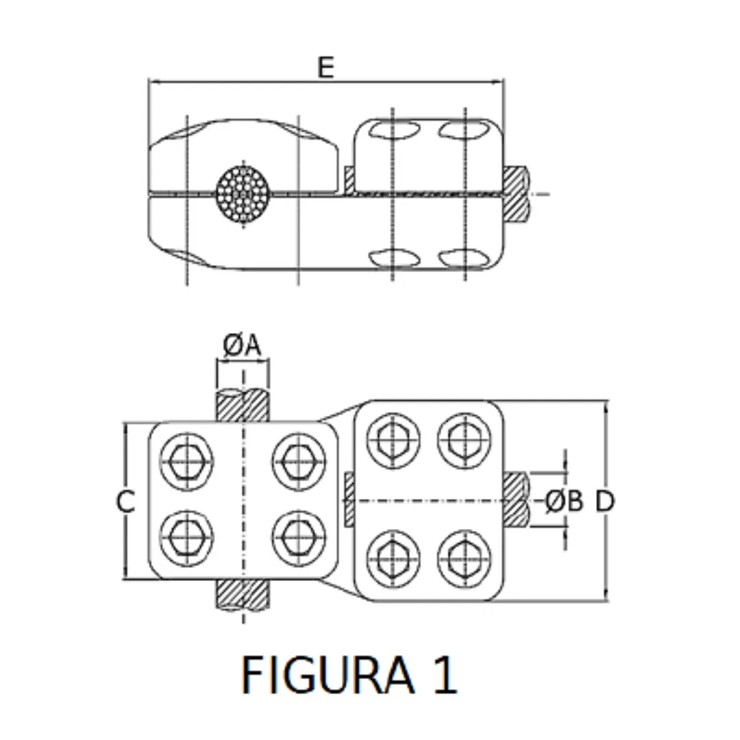 CONECTORES ANTICORONA CABLE-CABLE DERIVACION EN ''T'' F1 P:Ø27.1-29.3MM D:Ø32.6-36MM MODELO 350.188 ARAGCU EI1