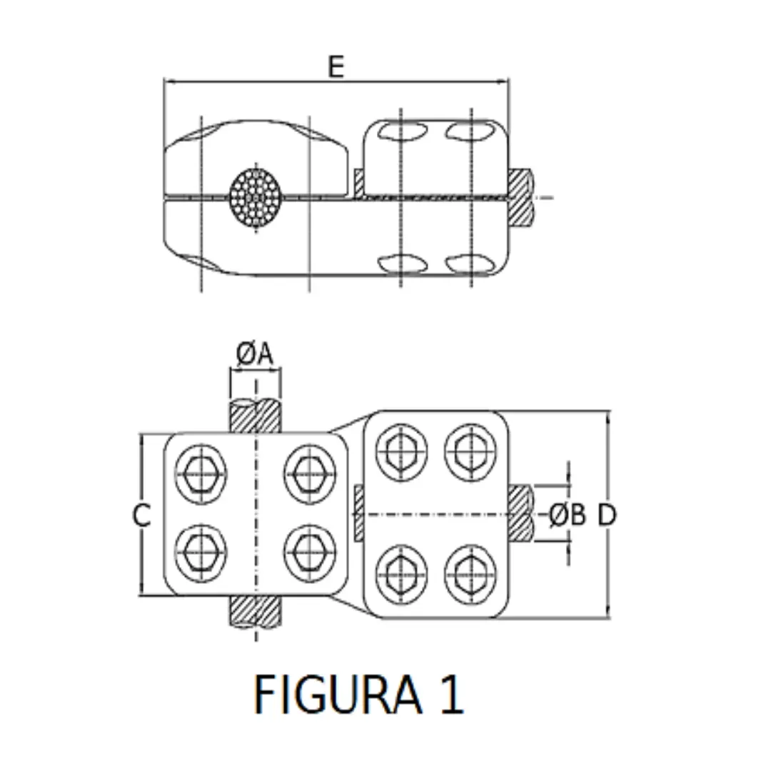 CONECTORES ANTICORONA CABLE-CABLE DERIVACION EN ''T'' F1 P:Ø27.1-29.3MM D:Ø40-42MM MODELO 350.189 ARAGCU EI