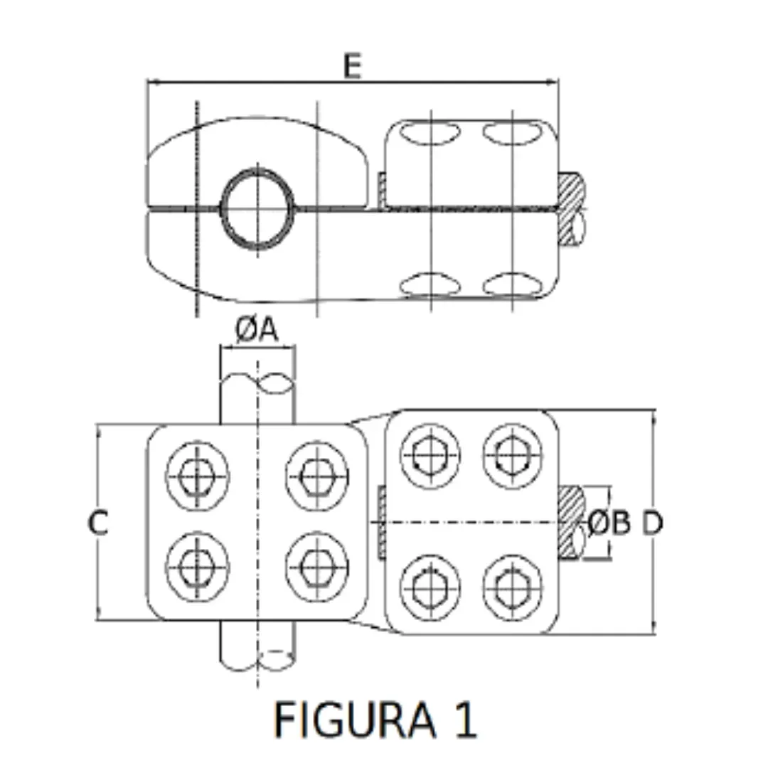 CONECTORES ANTICORONA TUBO-CABLE DERIVACION EN ''T'' F1 T:Ø30MM C:Ø15.8-17.5MM MODELO 350.21 ARAGCU EI
