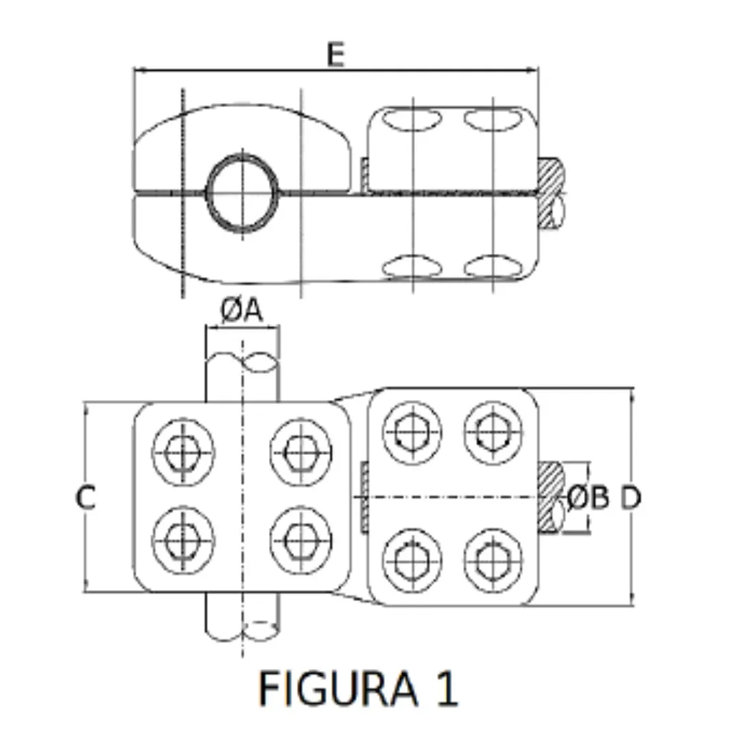 CONECTORES ANTICORONA TUBO-CABLE DERIVACION EN ''T'' F1 T:Ø30MM C:Ø20.3-22.63MM MODELO 350.211 ARAGCU EI1
