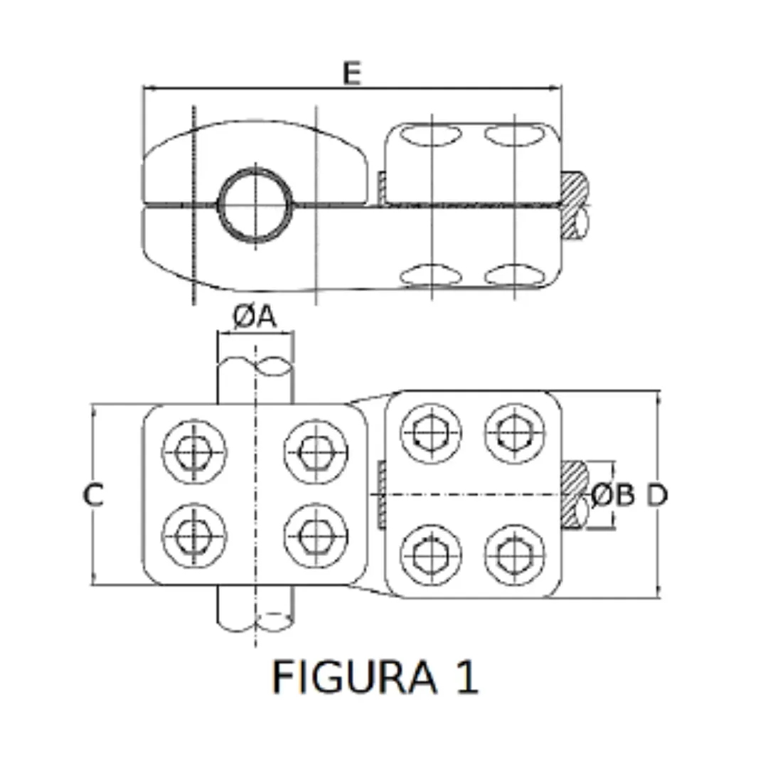 CONECTORES ANTICORONA TUBO-CABLE DERIVACION EN ''T'' F1 T:Ø30MM C:Ø32.6-36.0MM MODELO 350.214 ARAGCU EI