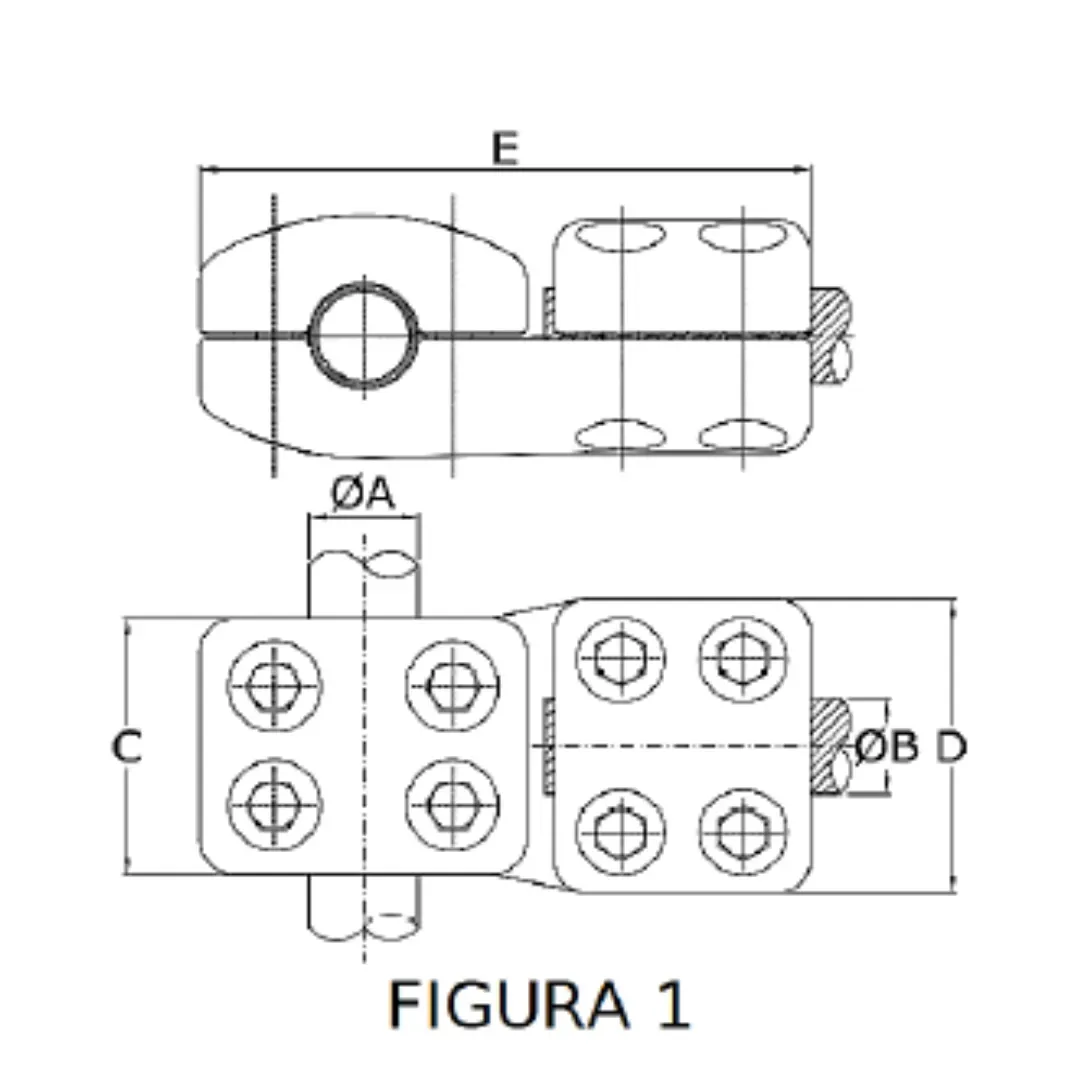CONECTORES ANTICORONA TUBO-CABLE DERIVACION EN ''T'' F1 T:Ø40MM C:Ø12.5-14.57MM MODELO 350.217 ARAGCU EI