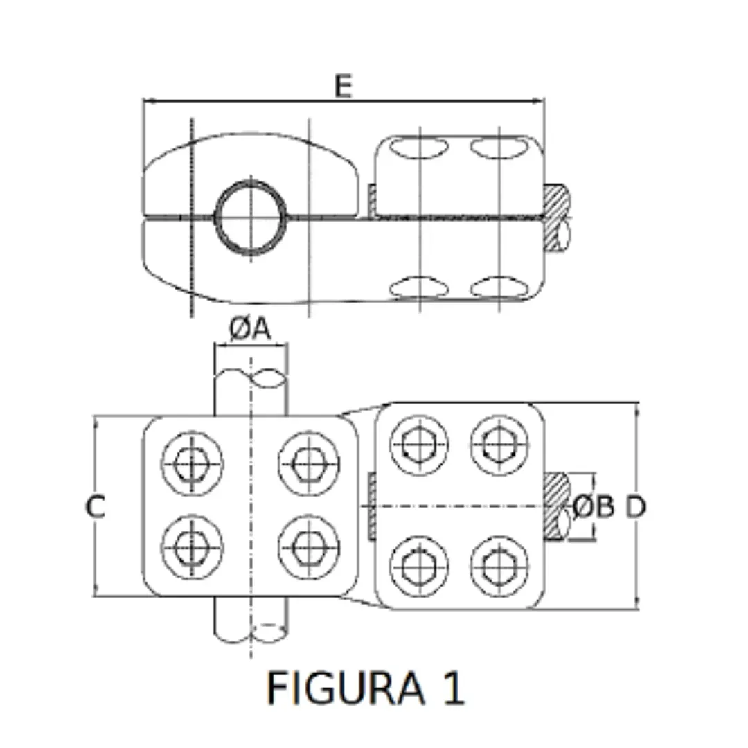 CONECTORES ANTICORONA TUBO-CABLE DERIVACION EN ''T'' F1 T:Ø40MM C:Ø24.4-26.2MM MODELO 350.22 ARAGCU EI1