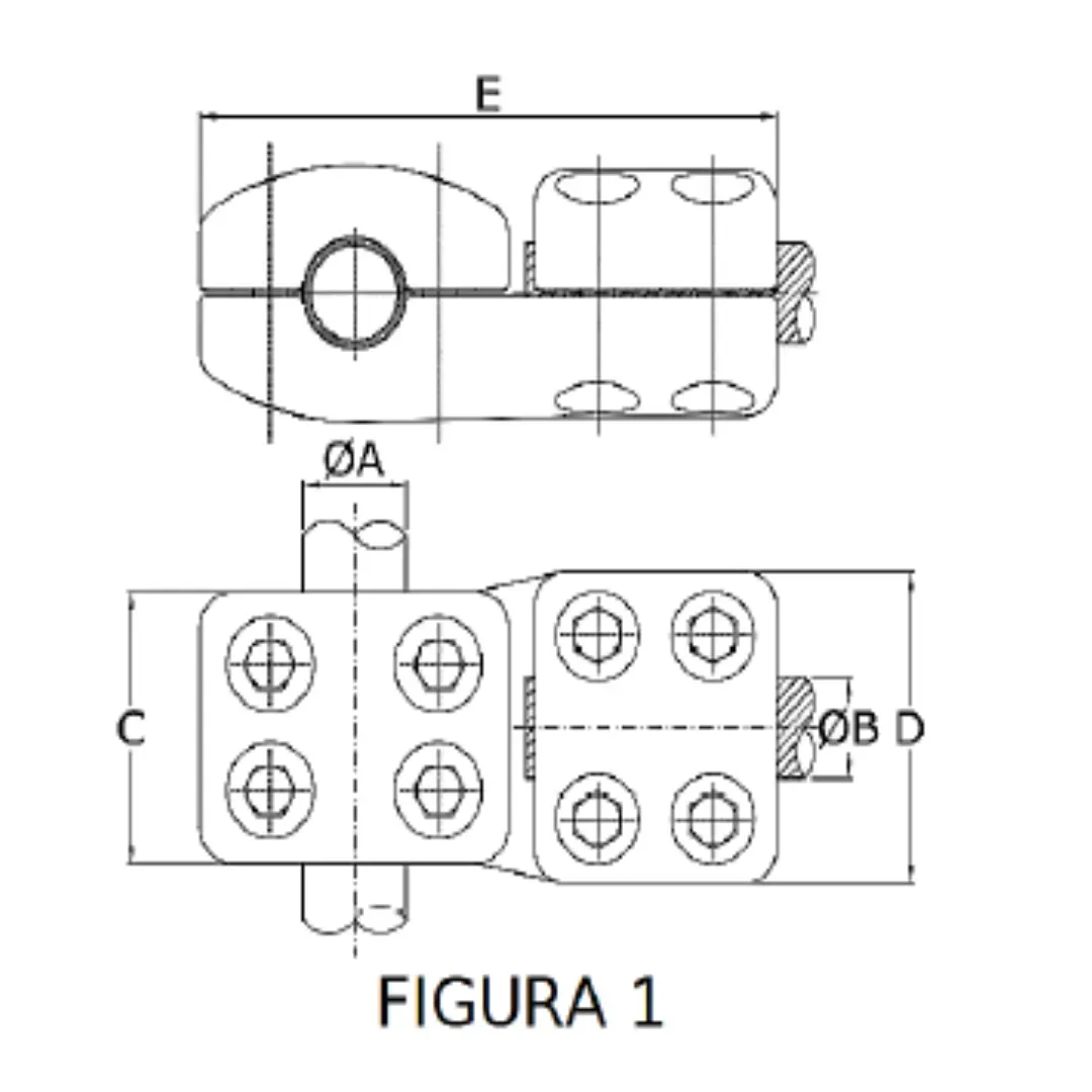 CONECTORES ANTICORONA TUBO-CABLE DERIVACION EN ''T'' F1 T:Ø40MM C:Ø27.1-29.3MM MODELO 350.221 ARAGCU EI1
