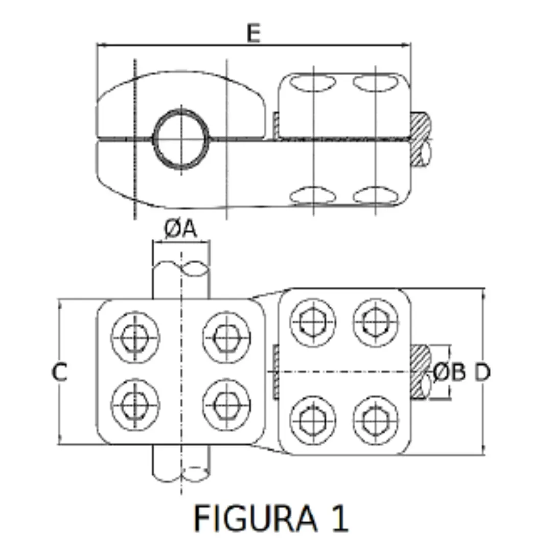 CONECTORES ANTICORONA TUBO-CABLE DERIVACION EN ''T'' F1 T:Ø50MM C:Ø32.6-36.0MM MODELO 350.231 ARAGCU EI1